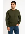 Erkek Üç İplik Düz Bisiklet Yaka SweatShirt - Haki
