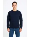 Erkek Üç İplik Düz Bisiklet Yaka SweatShirt - Lacivert