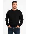 Erkek Üç İplik Düz Bisiklet Yaka SweatShirt - Siyah