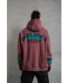 Erkek Üç İplik Içi Pamuklu Alev Baskılı Kapüşonlu Sweatshirt - Gül Kurusu