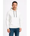 Erkek Üç İplik Kapüşonlu Kanguru Cepli SweatShirt Hoodie - Beyaz