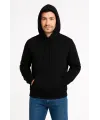 Erkek Üç İplik Kapüşonlu Kanguru Cepli SweatShirt Hoodie - Siyah