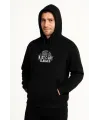 Erkek Üç İplik Kapüşonlu Ön Ve Arka Baskılı SweatShirt Hoodie - Siyah
