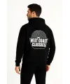 Erkek Üç İplik Kapüşonlu Ön Ve Arka Baskılı SweatShirt Hoodie - Siyah