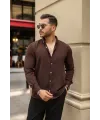 Erkek Uzun Kollu Beyaz Düğmeli Pera Keten Gömlek