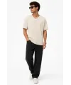 Erkek V Yaka Basic Tişört Kısa Kol Yazlık Regular Fit T-Shirt - Bej