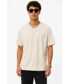 Erkek V Yaka Basic Tişört Kısa Kol Yazlık Regular Fit T-Shirt - Bej