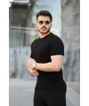 Erkek Viskon Kumaş Bisiklet Yaka Basic Tişört