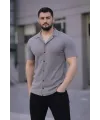 Erkek Waffle Dokuma Açık Yakalı Düğmeli Regular Kalıp 3’lü Gömlek Seti - Siyah, Beyaz, Gri