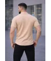 Erkek Waffle Kumaş Kısa Kollu Düğmeli Açık Yaka Regular Fit Gömlek - Bej