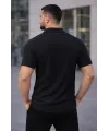 Erkek Waffle Kumaş Kısa Kollu Düğmeli Açık Yaka Regular Fit Gömlek - Siyah
