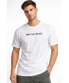 Erkek Wafıl Kumaş Tişört Regular Kalıp Bisiklet Yaka Baskılı Günlük Basic T-Shirt - Beyaz