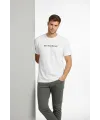 Erkek Wafıl Kumaş Tişört Regular Kalıp Bisiklet Yaka Baskılı Günlük Basic T-Shirt - Beyaz