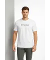 Erkek Wafıl Kumaş Tişört Regular Kalıp Bisiklet Yaka Baskılı Günlük Basic T-Shirt - Beyaz