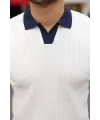 Erkek Yaka Detaylı Desen Dokulu Triko Tişört