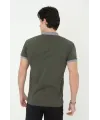 Erkek Yakalı Slim Fit Baskılı T-Shirt - Haki