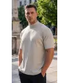 Erkek Yarım Balıkçı Yaka Fit Kol Kesimli Oversize Kısa Kollu Tişört