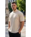 Erkek Yarım Balıkçı Yaka Fit Kol Kesimli Oversize Kısa Kollu Tişört