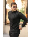 Erkek Yarım Balıkçı Yaka Kabartma Desenli Triko
