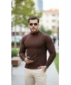 Erkek Yarım Balıkçı Yaka Kabartma Desenli Triko
