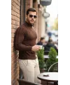 Erkek Yarım Balıkçı Yaka Kabartma Desenli Triko