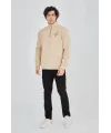 Erkek Yarım Fermuarlı Baskılı Sweat - Bej