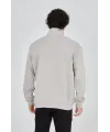 Erkek Yarım Fermuarlı Baskılı Sweat - Boyalı Gri