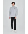 Erkek Yarım Fermuarlı Baskılı Sweat - Gri