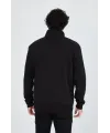 Erkek Yarım Fermuarlı Baskılı Sweat - Siyah