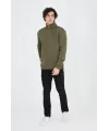 Erkek Yarım Fermuarlı Baskılı Sweat - Yeşil