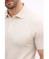 Erkek Yazlık Triko Tişört Kısa Kol Polo Yaka Düğmeli T-Shirt - Krem