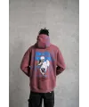 Erkek Yıldırım Baskılı Kapşonlu Sweat - Gül Kurusu