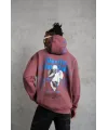 Erkek Yıldırım Baskılı Kapşonlu Sweat - Gül Kurusu