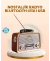 Eskitme Tasarımlı Ahşap Bluetooth Radyo Led Aydınlatmalı