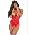Fantezi Özel Ağları Açık Kırmızı Dantel Jartiyer Takım Çorapsız! TG272384