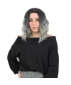 Fiber Sentetik Kısa Dalgalı Perçemsiz Peruk - Siyah / Gri Ombreli