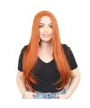 Fiber Sentetik Uzun Düz Peruk - Bakır