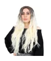Fiber Sentetik Uzun Su Dalgası Peruk - Kahve / Platin Ombreli