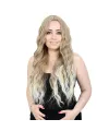 Fiber Sentetik Uzun Su Dalgası Peruk - Kumral / Platin Röfleli