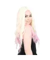 Fiber Sentetik Uzun Su Dalgası Peruk - Platin / Pembe Ombreli