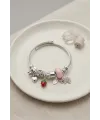 Fil Çilek ve Kalp Pembe Charmlı Bileklik