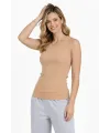 Fitilli Atlet Sıfır Yaka Slim Fit Arka Baskılı Spor Atlet - Bej