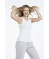Fitilli Atlet Sıfır Yaka Slim Fit Arka Baskılı Spor Atlet - Beyaz