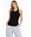 Fitilli Atlet Sıfır Yaka Slim Fit Arka Baskılı Spor Atlet - Siyah