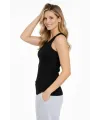 Fitilli Atlet Sıfır Yaka Slim Fit Arka Baskılı Spor Atlet - Siyah