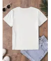 Fiyonk Baskılı Oversize Bisiklet Yaka T-shirt - Beyaz