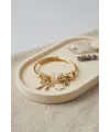 Fiyonk Charmlı Beyaz Renk Gold Bileklik