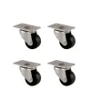 Furç Tablalı Bilyalı Teker - 32MM - Siyah HKS233 - 4 Adet
