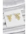 Füsun Küpesi Model Gold Renk Kelebek Model Pirinç Kadın Küpe