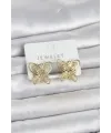Füsun Küpesi Model Gold Renk Kelebek Model Pirinç Kadın Küpe
